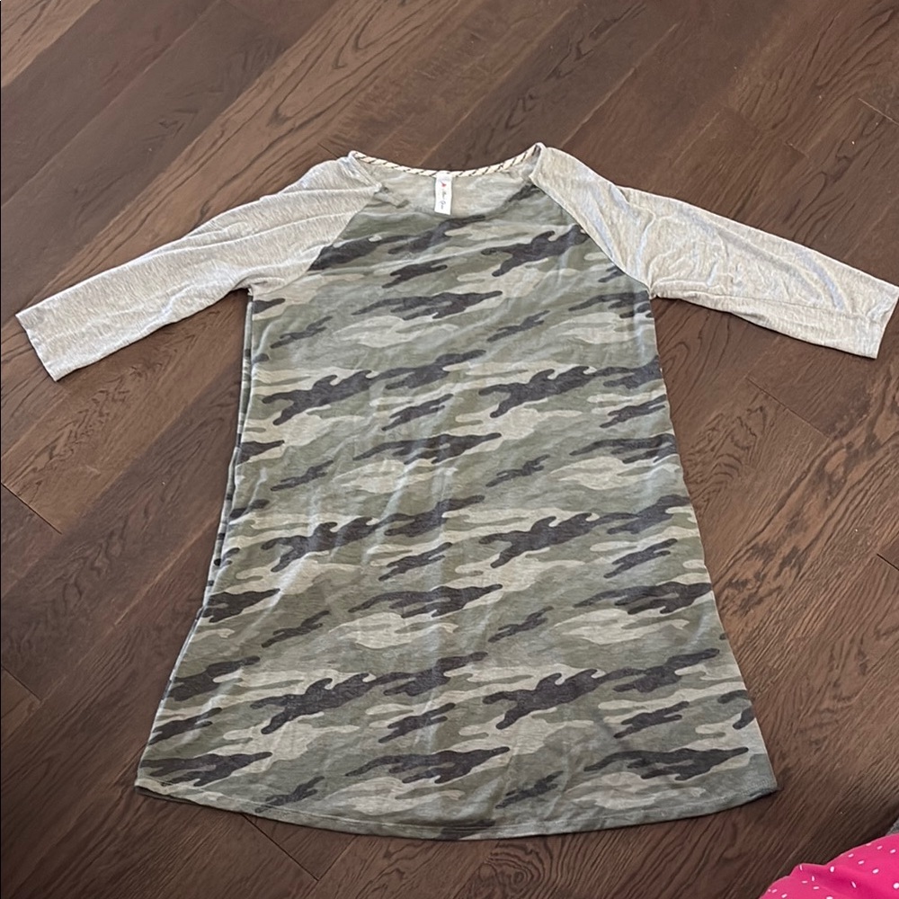 Camouflage Raglan Sleeve Dress